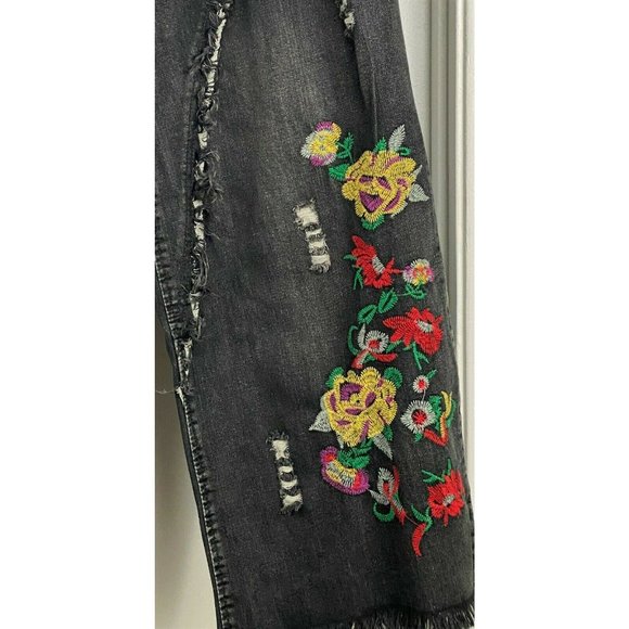 YESNO PW2 Women Cropped Pants Floral Jeans Embroidered Wide Size 3XL, NWT - Picture 5 of 11